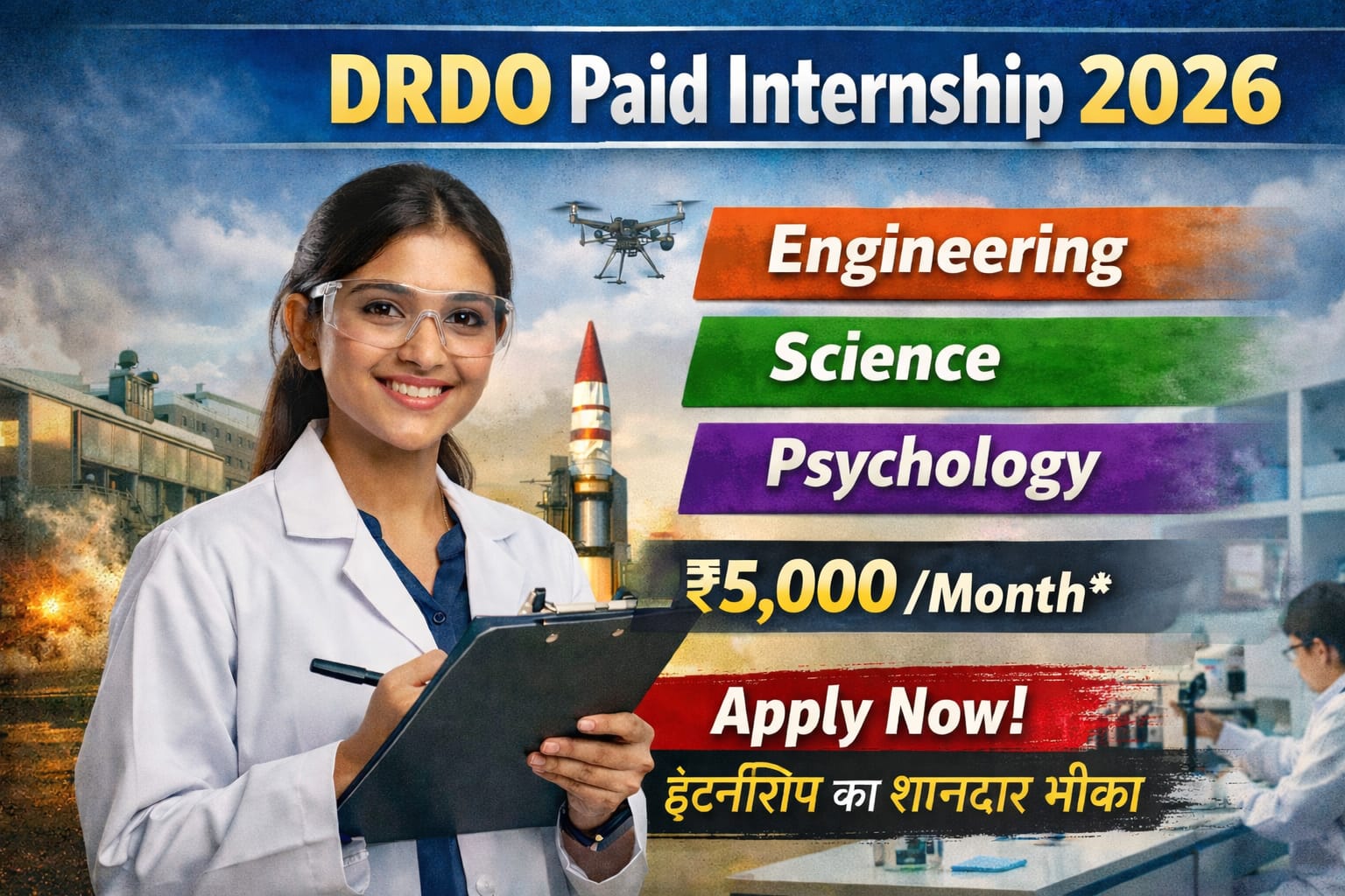 DRDO Paid Internship 2026: UG/PG Students Apply Now
