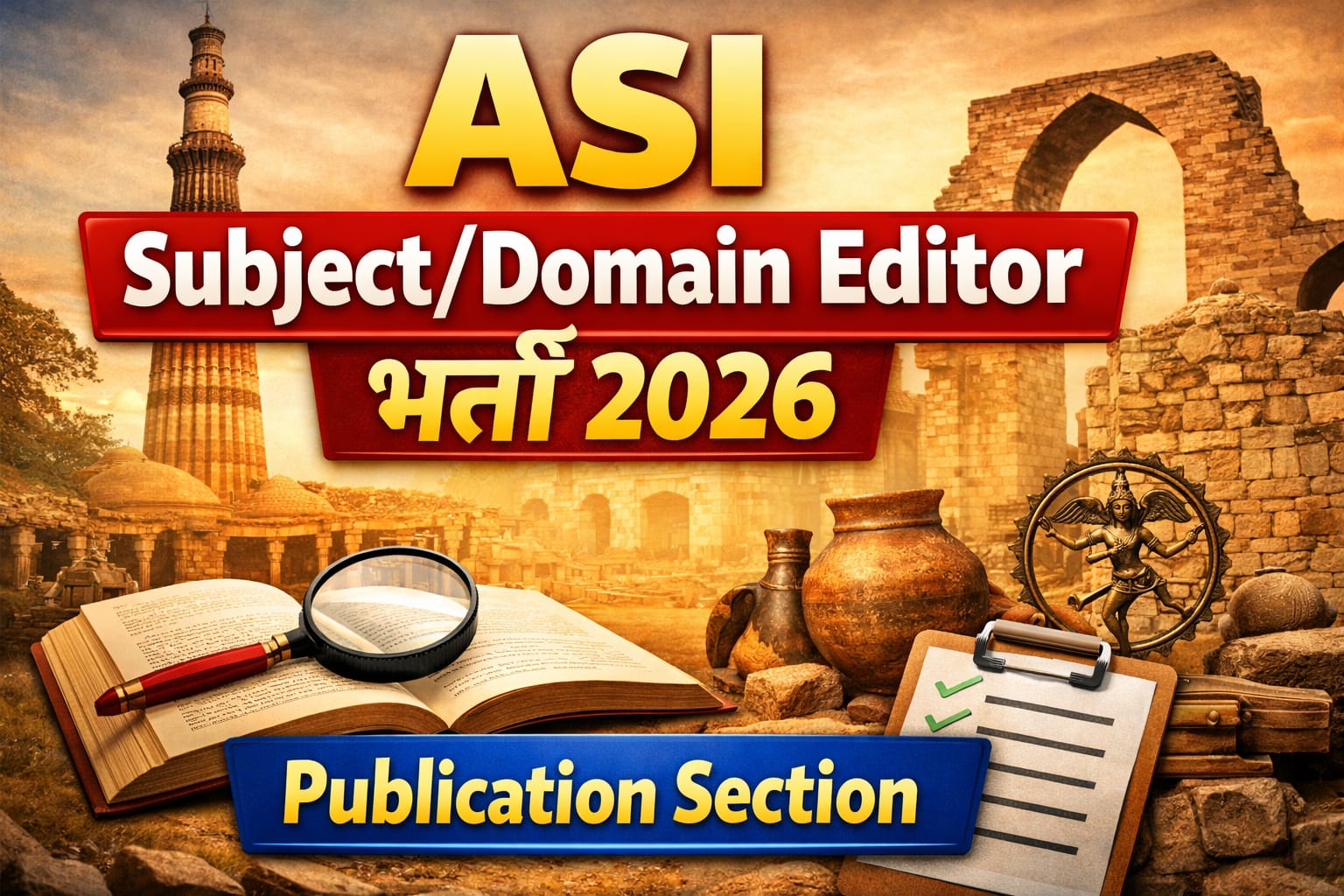 भारतीय पुरातत्व सर्वेक्षण (ASI) में Subject/Domain Editor भर्ती 2026