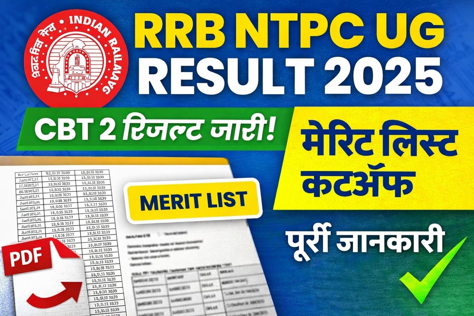 RRB NTPC UG Result 2025: CBT 2 DOWNLOAD NOW